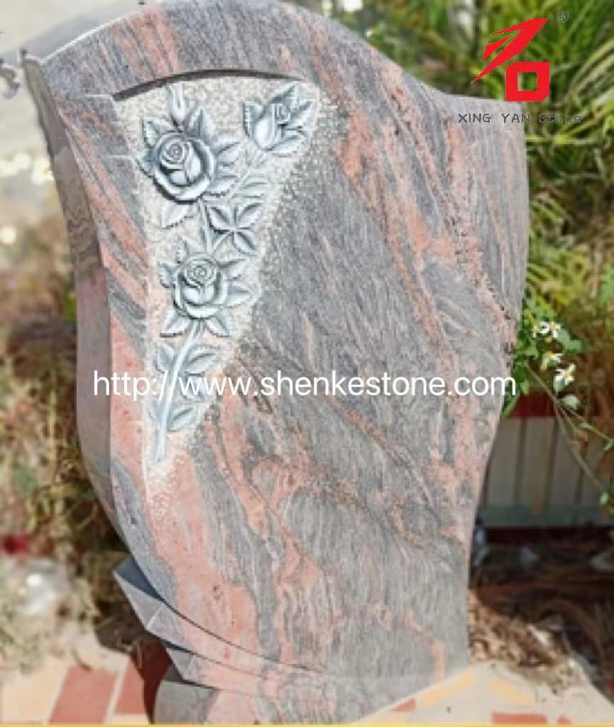 ব্রাজিল রেড ড্রাগন গ্রানাইট খোদাই করা রোজ হেডস্টোন বিক্রয়ের জন্য